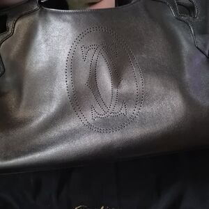 Cartier Black Leather Tote Bag